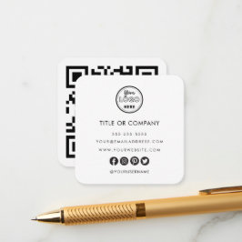 Cartão De Informações Código Qr de logotipo profissional mínimo branco