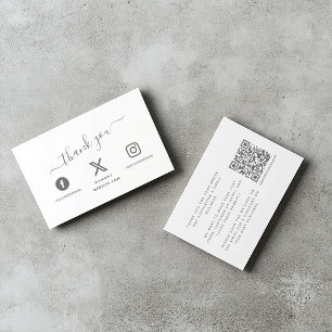 Cartão De Informações Código QR de mídia social, desconto de agradecimen