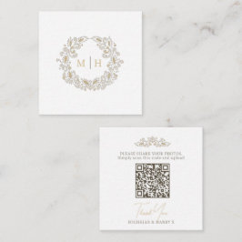 Cartão De Informações Código QR de monograma de colheita de casamento pa