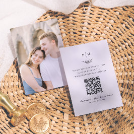 Cartão De Informações Código QR de Monograma Minimalista para RSVP de Fo