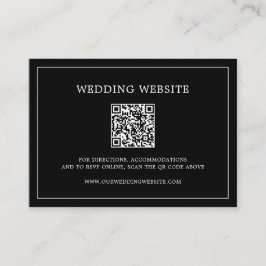 Cartão De Informações Código QR de Monograma Preto Simples para Casament