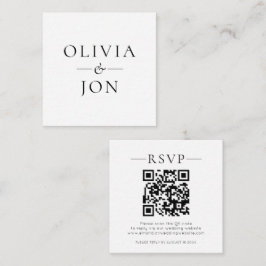 Cartão De Informações Código QR de Nomes Modernos Preto e Branco para Ca