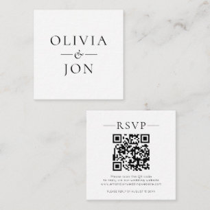 Cartão De Informações Código QR de Nomes Modernos Preto e Branco para Ca
