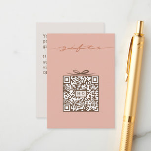 Cartão De Informações Código QR de Presente & Laço Monogramado Registr