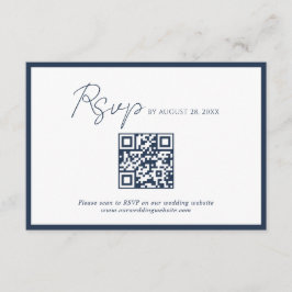 Cartão De Informações Código QR de Resposta de Casamento Script Azul Mar