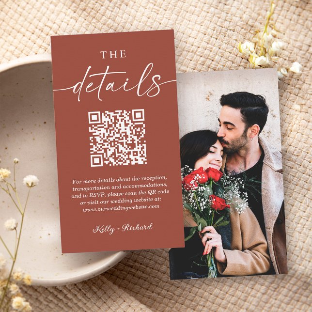 Cartão De Informações Código QR de Romance de Terracota Pequenos Detalhe (Criador carregado)