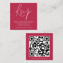 Cartão De Informações Código QR de roteiro Casamento Magenta RSVP