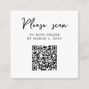 Cartão De Informações Código QR de RSVP Clássico Elegante