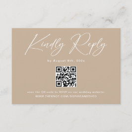 Cartão De Informações Código Qr de RSVP de Casamento Boho Bege Neutro