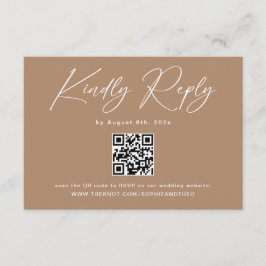 Cartão De Informações Código QR de RSVP de casamento Boho Brown Taupe