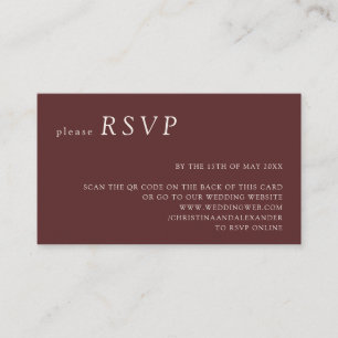 Cartão De Informações Código QR de RSVP de Casamento Burgundy Escuro Min