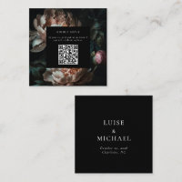 Código QR de RSVP de Casamento com Florais Sombrio