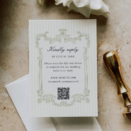 Cartão De Informações Código QR de RSVP de Casamento com Moldura Ornata