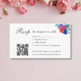 Cartão De Informações Código QR de RSVP de casamento de festa mexicana e