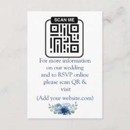 Cartão De Informações Código QR de RSVP de casamento em aquarela floral 