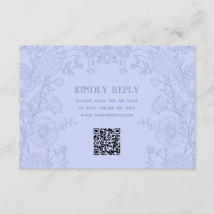 Cartão De Informações Código QR de RSVP de Casamento Floral de Jardim Vi