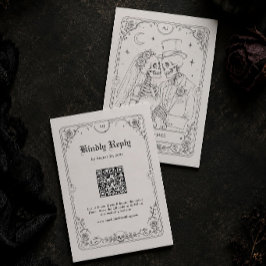 Cartão De Informações Código QR de RSVP de Casamento Gótico de Halloween