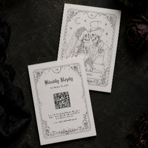 Cartão De Informações Código QR de RSVP de Casamento Gótico de Halloween