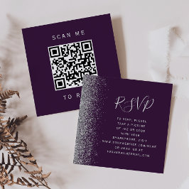 Cartão De Informações Código QR de RSVP de Casamento Roxo Prata Orçament