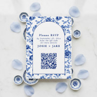 Código qr de RSVP de Floral Azul Inspirado pelo So