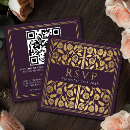 Cartão De Informações Código QR de RSVP do Casamento Real com Espada Dou