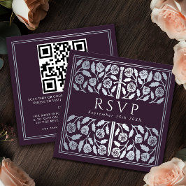 Cartão De Informações Código QR de RSVP do Casamento Real Espada de Prat