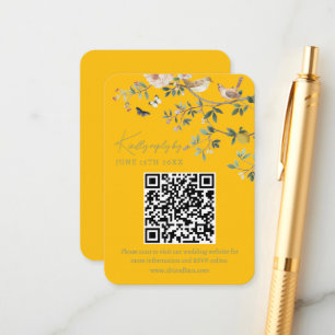 Cartão De Informações Código QR de RSVP do Site de Casamento Chinoiserie