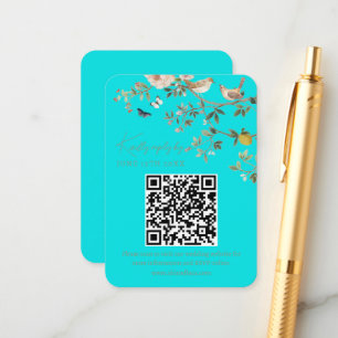 Cartão De Informações Código QR de RSVP do Site de Casamento Chinoiserie