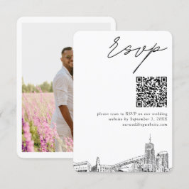Cartão De Informações Código QR de RSVP Moderno de Casamento de Akron
