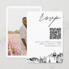 Cartão De Informações Código QR de RSVP Moderno de Casamento de El Paso