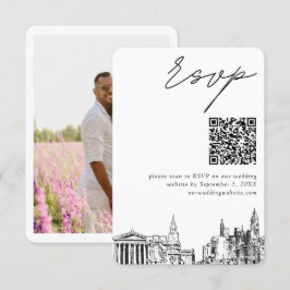 Cartão De Informações Código QR de RSVP Moderno de Casamento de Filadélf