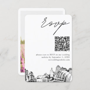 Cartão De Informações Código QR de RSVP Moderno de Casamento de Kansas C