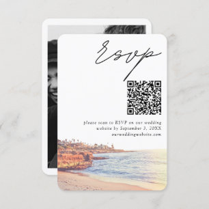 Cartão De Informações Código QR de RSVP Moderno de Casamento de La Jolla