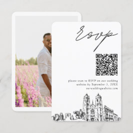 Cartão De Informações Código QR de RSVP Moderno de Casamento de Newark