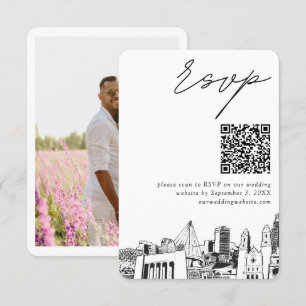 Cartão De Informações Código QR de RSVP Moderno de Casamento de Omaha