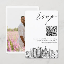 Cartão De Informações Código QR de RSVP Moderno de Casamento de San Anto