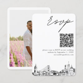 Cartão De Informações Código QR de RSVP Moderno de Casamento de São Fran