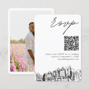 Cartão De Informações Código QR de RSVP Moderno de Casamento Oakland