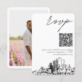 Cartão De Informações Código QR de RSVP Moderno de Casamento Phoenix