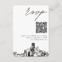 Cartão De Informações Código QR de RSVP moderno para casamento em Housto