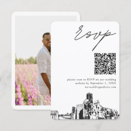 Cartão De Informações Código QR de RSVP moderno para casamento em Housto