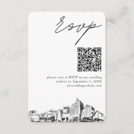 Cartão De Informações Código QR de RSVP moderno para casamento em San Jo
