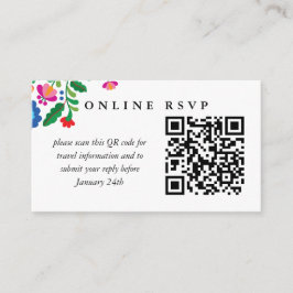 Cartão De Informações Código QR de RSVP Online de Casamento Colorido Mex