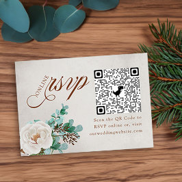 Cartão De Informações Código QR de RSVP Online de RSVP e Eucalyptus Whit