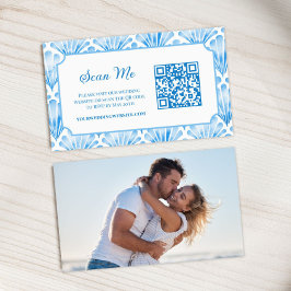 Cartão De Informações Código QR de RSVP Online Foto Azul Marinho Aquarel
