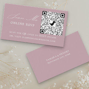Cartão De Informações Código QR de RSVP online para site de casamento Ro