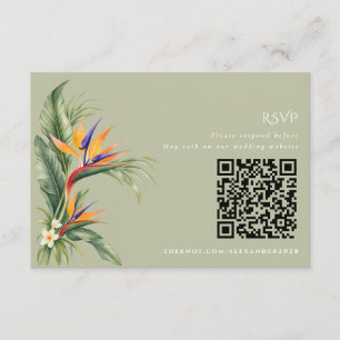 Cartão De Informações Código QR de RSVP para Casamento Elegante na Praia