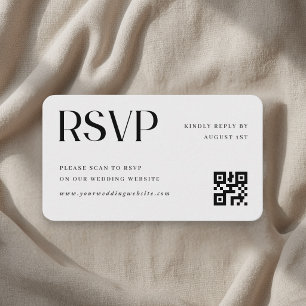 Cartão De Informações Código QR de RSVP para Casamento Minimalista