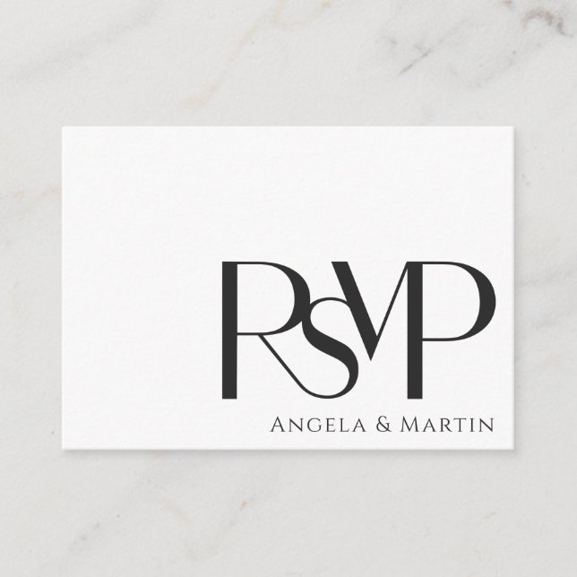 Cartão De Informações Código QR de RSVP Preto Mínimo Moderno (Frente)