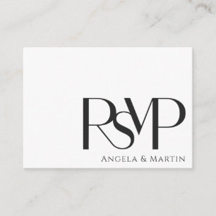 Cartão De Informações Código QR de RSVP Preto Mínimo Moderno